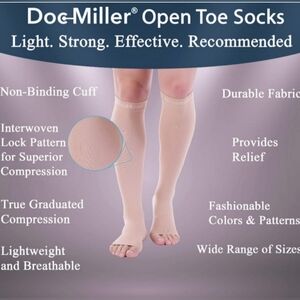Doc Miller Open Toe Compression Socks Nude/Medium